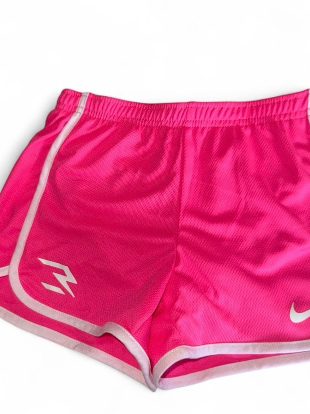 Nike Bright Hot Pink Girls' Athletic Shorts with White Trim